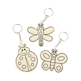 DIY Unfinished Wood Bug Key Chains - Makes 12