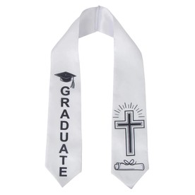 52" Kids Religious Cross & Scroll Polyester Graduation Stole