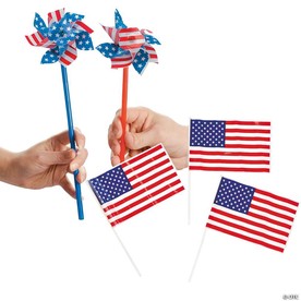 Bulk 108 Pc. Patriotic Flags & Pinwheels Assortment