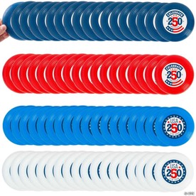 3 1/2" Bulk 72 Pc. Mini Patriotic America 250th Anniversary Plastic Flying Discs