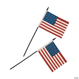 6" x 10 1/2" Patriotic Small Polyester Americana Flags – 12 Pc.
