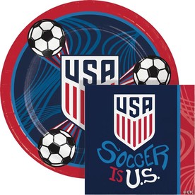 USMNT World Cup 2026 U.S. Men's Soccer Party Paper Plates and Napkins Set, Multicolored, Serves 16