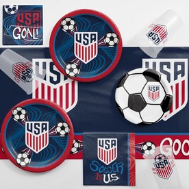 USMNT World Cup 2026 U.S. Men's Soccer Disposable Tableware Set with Plastic Tablecloth, Serves 8