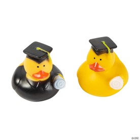 2" Graduation Yellow Novelty Rubber Ducks - 12 Pc.