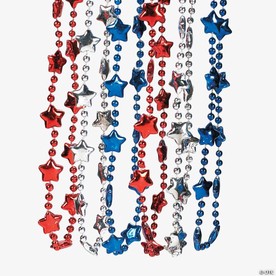 30" Bulk 48 Pc. Metallic Patriotic Star Plastic Breakaway Necklaces