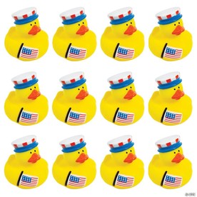 2" Patriotic Top Hat with Stars & Stripes Rubber Ducks - 12 Pc.