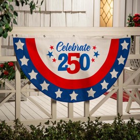39" x 21" Patriotic America 250th Anniversary Stars & Stripes Cotton Bunting