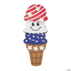 1 3/4" x 4 1/2" Patriotic Ice Cream Cone Magnet Craft Kit - Makes 12