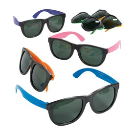 Vibrant Cool Neon Plastic Sunglasses for Adults - 12 Pc.