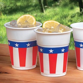 16 oz. Bulk 50 Ct. Patriotic American Flag Disposable Plastic Cups