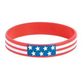 7 1/4" circ. Patriotic Flag Rubber Bracelets - 12 Pc.