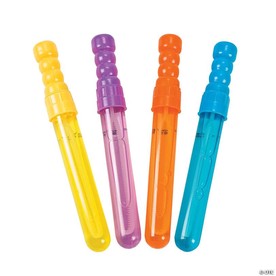 7" Mini Solid Color Plastic Outdoor Bubble Wands - 12 Pc.