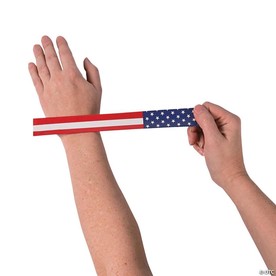 9 1/2" Patriotic American Flag Metal Slap Bracelets – 12 Pc.