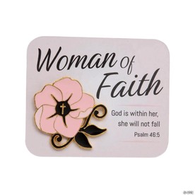 12 Pc. 1 1/2" Religious Woman of Faith Pins with Card for 12