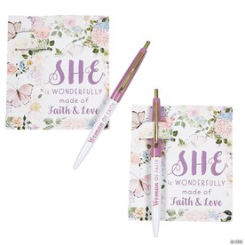 5 1/4" Religious Woman of Faith Pens with Handout Card - 12 Pc.