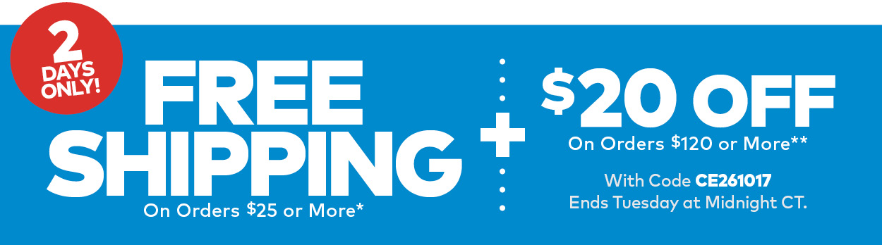 Limited Time! Free Shipping on $25 or more