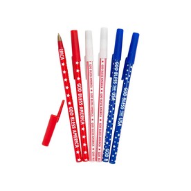 5 3/4" Bulk 72 Pc. Patriotic God Bless America Pen Assortment