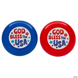 3 1/2" Bulk 72 Pc. Religious Patriotic God Bless the USA Mini Flying Discs