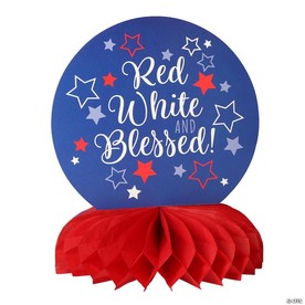 10" x 12" Patriotic Red, White & Blessed 3D Cardstock Centerpiece