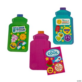 End of Year Stickers with Water Bottle-Shaped Cardstock Card for 36