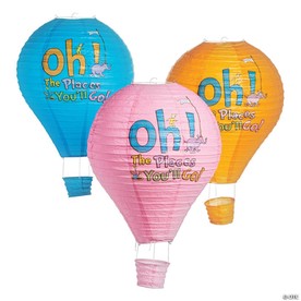 24" Dr. Seuss™ Oh, the Places You’ll Go! Hot Air Balloon Hanging Lanterns - 3 Pc.