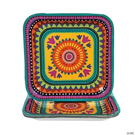 9" Fiesta Party Disposable Paper Dinner Plates - 8 Ct.