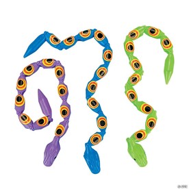 14 1/2" Purple, Green & Blue Plastic Jointed Wiggle Snakes - 36 Pc.