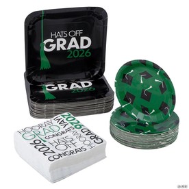 200 Pc. Hats Off Grad 2026 Party Disposable Tableware Set for 50 Guests