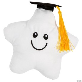 6" x 6" Graduation Autograph White Stuffed Star with Cap