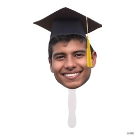 6" x 5 3/4" Custom Photo Face Graduation Cardstock Hand Fans - 12 Pc.