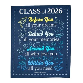 50" x 60" Personalized Class of 2026 Graduate Flannel Throw Blanket