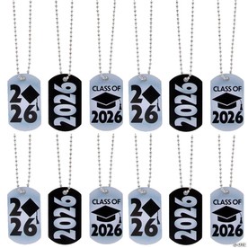24" 2026 Graduation Metal Dog Tag Necklaces – 12 Pc.