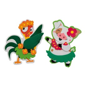 4" Luau Hula Animals Magnet Craft Kit - Makes 12