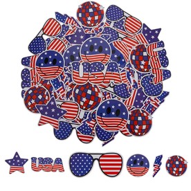 2" – 3" Bulk Patriotic Stars & Stripes Jumbo Vinyl Stickers - 144 Pc.