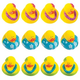 2" Colorful Luau Shirt & Leis Vinyl Rubber Ducks - 12 Pc.