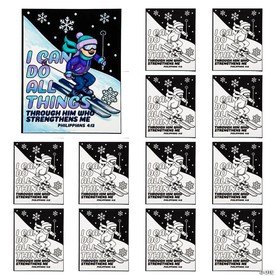 8" x 10" Color Your Own Snowbound Slope VBS I Can Do All Things Posters - 12 Pc.
