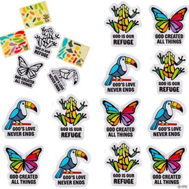Rainforest VBS Frog, Butterfly & Toucan Acetate & Stickers Craft Kit - 5 1/2" - 6"  - Makes 12