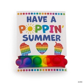End of Year Lotsa Pops Pop Fidget Toy Rainbow Bracelets with Card for 12
