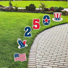 6 3/4" – 12" Patriotic America 250th Anniversary Single-Sided Plastic Yard Signs – 6 Pc.