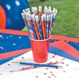 7 1/2" Bulk 144 Pc. USA Classic Patriotic Wood Pencil Assortment