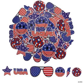 2" – 3" Bulk Patriotic Stars & Stripes Jumbo Vinyl Stickers - 144 Pc.