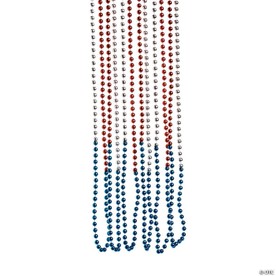 30" Bulk 48 Pc. Red, White and Blue Patriotic Bead Necklaces