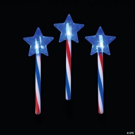 6 1/2" Patriotic Glow Swizzle Plastic Star Wands – 12 Pc.