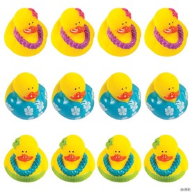 2" Colorful Luau Shirt & Leis Vinyl Rubber Ducks - 12 Pc.