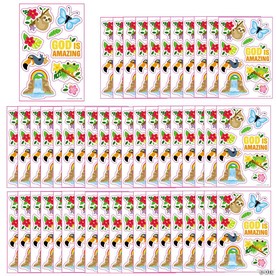 4" x 6" Bulk 50 Pc. Rainforest VBS God is Amazing Sticker Sheets