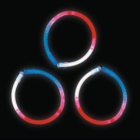 8" Bulk 50 Pc. Patriotic Glow Tri-Color Bracelets