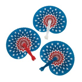 Mini Patriotic American Folding Hand Fans with Plastic Handle - 12 pc