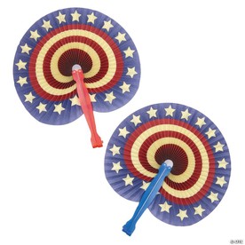 Vintage Patriotic American Stars & Stripes Folding Hand Fans - 12 pc