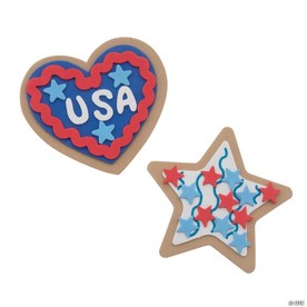 3 1/2" - 3 3/4" 4th of July Star and Heart Cookie Magnet Craft Kit - Makes 12