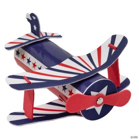 5 3/4" x 3 1/2" Patriotic Airplane Craft Tube Craft Kit - Makes 12